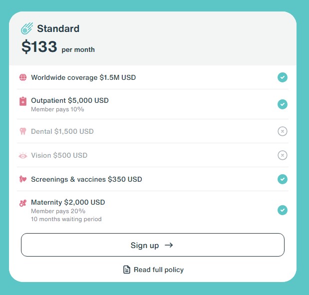 SafetyWing Nomad Health Standard